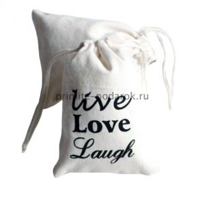 Мешочек из льна для подарков "Live, love, laugh"
