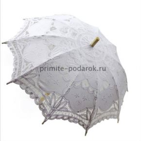 Зонт кружевной белый узорный