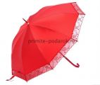 Свадебный зонт красный с узорным краем
