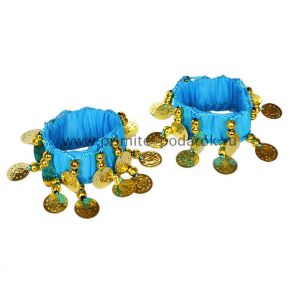 Восточные браслеты голубые с монетками