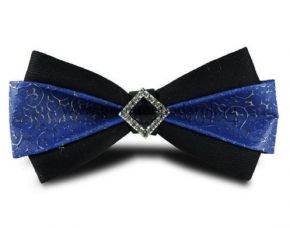 Бабочка галстук чёрный с синим и камнями