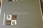 Вискоза набивная с/л  Квадраты с коричневым рисунком на полосатом фоне ВН-75