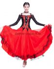 Платье для бальных танцев с длинным рукавом красно-чёрное