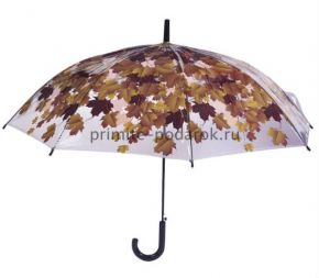 Коричневый прозрачный зонт с кленовыми листьями