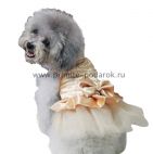 Платье для собаки с бантиком кремовое