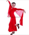 Красное детское платье для бальных танцев