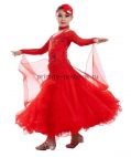 Детское платье для бальных танцев красное