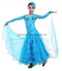 Детское платье для бальных танцев голубое