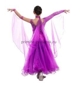 Детское платье для бальных танцев фиолетовое