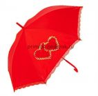 Свадебный зонт красный с сердцами