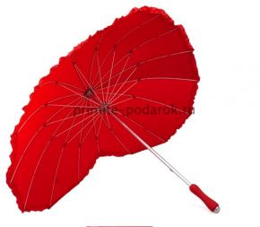 Свадебный зонт в виде сердца красный
