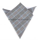 Платок носовой мужской шотландка серый с голубым 23х23 см