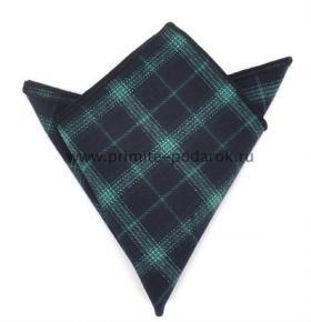 Платок носовой мужской шотландка чёрный с зелёным 23х23 см