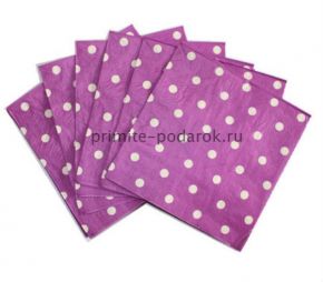 Бумажные салфетки фиолетовые в белый горох