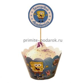 Набор стаканчик и палочка для кексов "Sponge Bob"