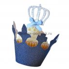 Набор стаканчик и палочка для кексов c синей короной