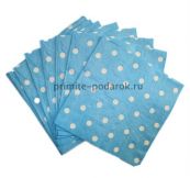 Бумажные салфетки голубые в белый горох
