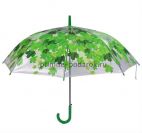 Зелёный прозрачный зонт с кленовыми листьями