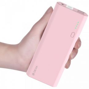 Devia | Портативное зарядное устройство Power Bank 10000mAh 2 USB 2.4 A со встроенным фонариком (Розовый)  Epik
