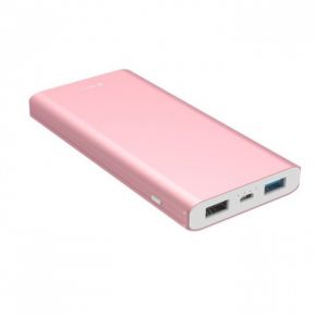 Портативное зарядное устройство 10000mAh 2 USB с функцией быстрой зарядки и кабелем в комплекте (Розовый)  Epik