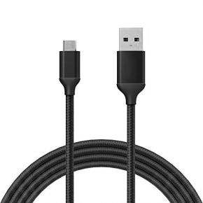 Комплект автомобильное зарядное устройство в металлическом корпусе + дата кабель в текстильной оплетке USB to MicroUSB (Черный / Черный)  Epik
