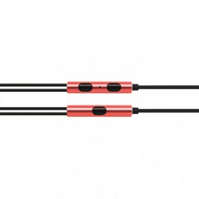 JX | Металлические наушники с плетеным проводом и пультом (Красный)  Epik