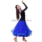 Платье для бальных танцев чёрное с синей юбкой