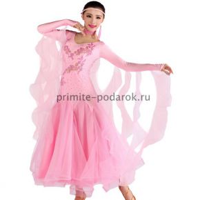 Платье для бальных танцев нежно-розовое с пайетками