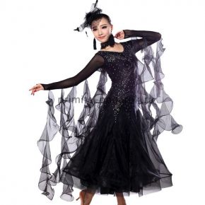 Платье для бальных танцев чёрное с пайетками