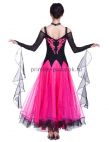 Платье для бальных танцев с длинным рукавом чёрно-розовое