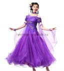 Пышное платье для бальных танцев фиолетовое