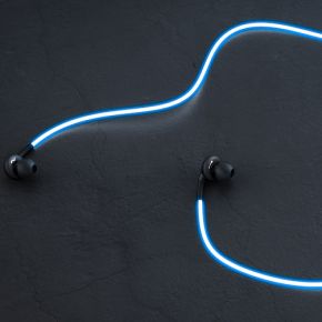 Светящиеся в такт музыке наушники Luminous Glow (Синий)  Epik