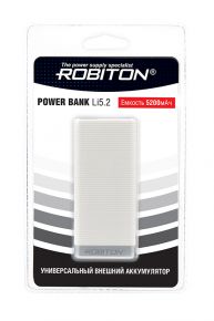 Внешний аккумулятор ROBITON POWER BANK Li5.2-W 5200мАч белый BL1 <span style="white-space:nowrap;"><i class="icon16 color" style="background:#2A2F77;"></i>ROBITON</span>
