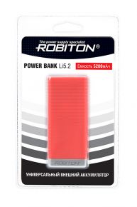Внешний аккумулятор ROBITON POWER BANK Li5.2-R 5200мАч красный BL1 <span style="white-space:nowrap;"><i class="icon16 color" style="background:#2A2F77;"></i>ROBITON</span>