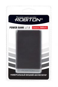 Внешний аккумулятор ROBITON POWER BANK Li7.8-K 7800мАч черный BL1 <span style="white-space:nowrap;"><i class="icon16 color" style="background:#2A2F77;"></i>ROBITON</span>