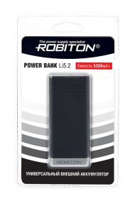 Внешний аккумулятор ROBITON POWER BANK Li5.2-K 5200мАч черный BL1 <span style="white-space:nowrap;"><i class="icon16 color" style="background:#2A2F77;"></i>ROBITON</span>