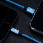 ROCK M5 Metal | Кабель Lightning для Apple iPhone 5/5s/5c/SE/6/6 Plus/6s/6s Plus /7/7 Plus 1m (Синий / Blue)  ROCK