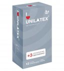 Unilatex Презервативы с рёбрами Unilatex Ribbed - 12 шт. + 3 шт. в подарок