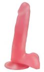 LOVETOY (А-Полимер) Нежно-розовый фаллоимитатор с мошонкой на присоске - 16,5 см. (розовый)