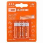Элементы питания LR03 AAA Alkaline 1,5V BP-4 TDM <span style="white-space:nowrap;"><i class="icon16 color" style="background:#F6AC44;"></i>TDM ЕLECTRIC</span>