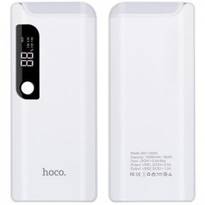 Hoco B27 | Компактное портативное зарядное устройство Power Bank с фонариком и экраном (15000 mAh) (Белый)  Epik