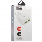 EMY MY-220 | Сетевое зарядное устройство (2USB 2.4A) + кабель MicroUSB (Белый)  Epik