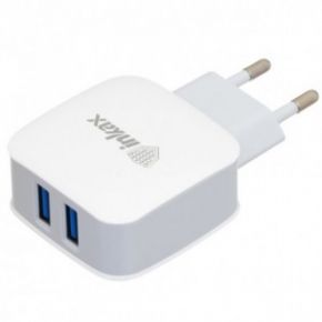 Inkax CD-28 | Сетевое зарядное устройство на два выхода USB (2,1А) + кабель MicroUSB (Белый)  Epik