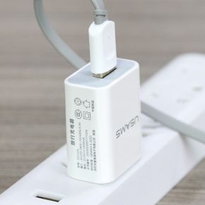 USAMS UTU KIT | Сетевое зарядное устройство (USB 2.1A) + кабель MicroUSB (Белый)  Epik