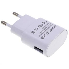 Inkax CD-08 | Сетевое зарядное устройство с боковым входом USB (1.0А) + кабель Type-C (Белый)  Epik