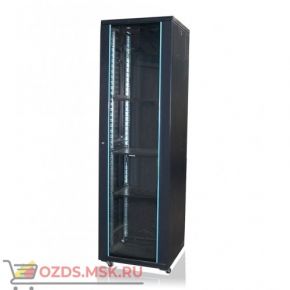 Шкаф телекоммуникационный напольный 42U (600х800х2055) дверь стекло, цвет-черный