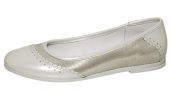 Модель: м 4-1491 платина Туфли балетки для девочек, кожаные "Лель"