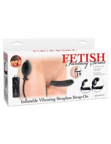 Фаллоимитатор с ручным насосом Inflatable Vibrating Strapless Strap-On - 16,5 см. Черный