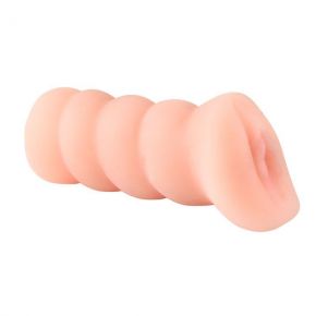 Мастурбатор-вагина с вибрацией и углублениями под пальцы - 16 см. телесный