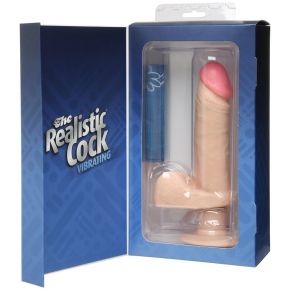 Вибромассажер-реалистик телесного цвета на присоске The Realistic Cock Vibrating 6” - 21,6 см. телесный